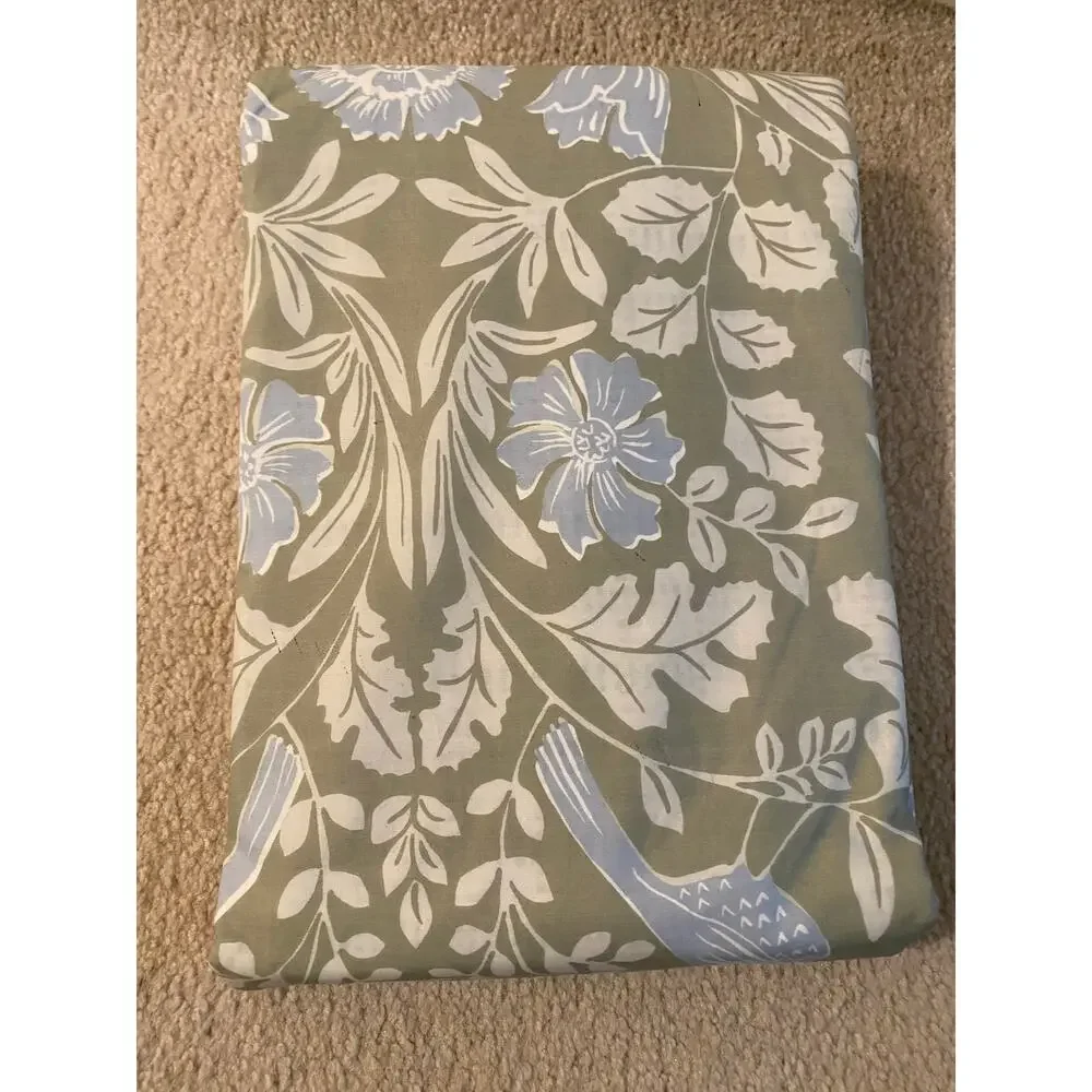 Company Cotton Tira Bird Percale Green Full/Queen Duvet Cover, NEW!